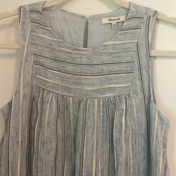 Madewell Sleeveless Yoked Mini Dress Stripe Light Blue Baby Doll Dress XXS - Picture 7 of 11